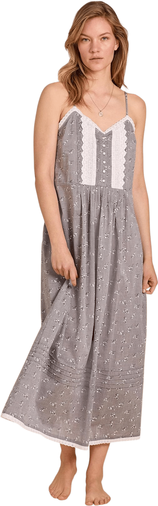 Eileen West "Sylvie" Pale Meadow Cotton Chambray Nightgown