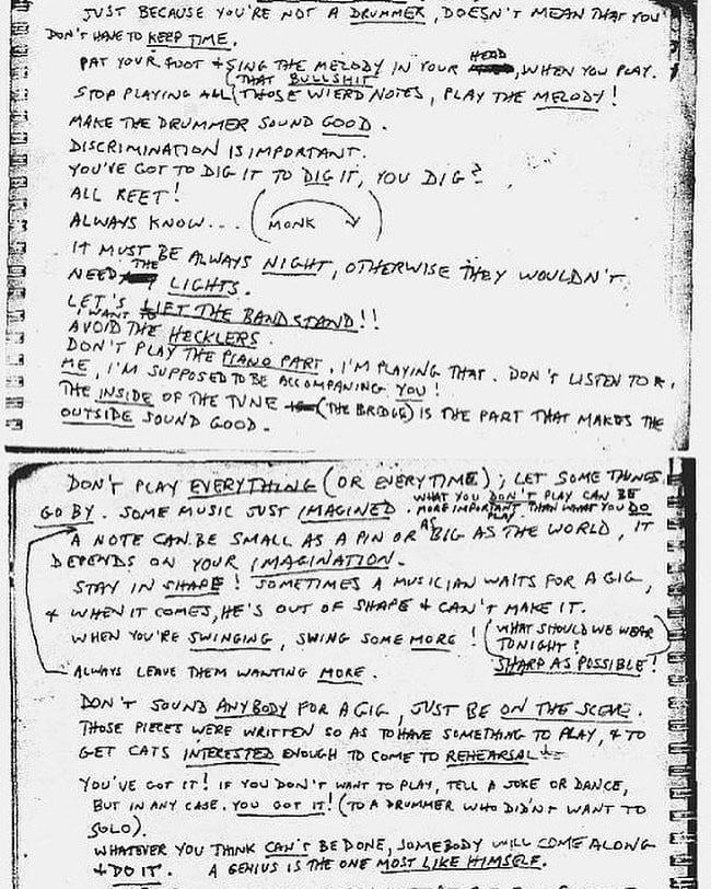 Thelonious Monk’s 25 Tips for Musicians