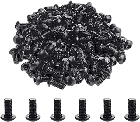 Powlankou 120 Pieces M5 x 10 mm 10.9 Grade Alloy Steel Hex Socket Button Head Cap Bolts, Black Oxide Finish