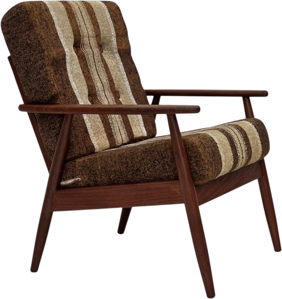 1970s Danish Armchair in Teak and Wool