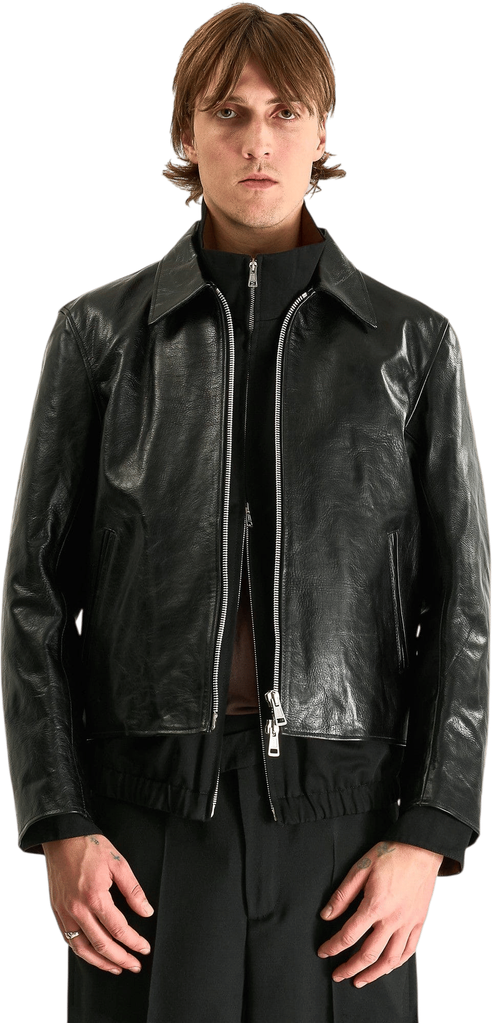 Mini Jacket in Top Dyed Black Leather