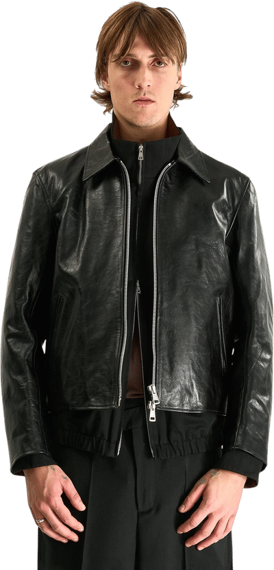 Mini Jacket in Top Dyed Black Leather