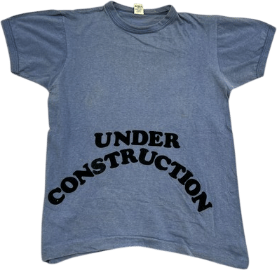 Vintage Under Construction Shirt Mens Medium Blue 1970s Iron On Canada
