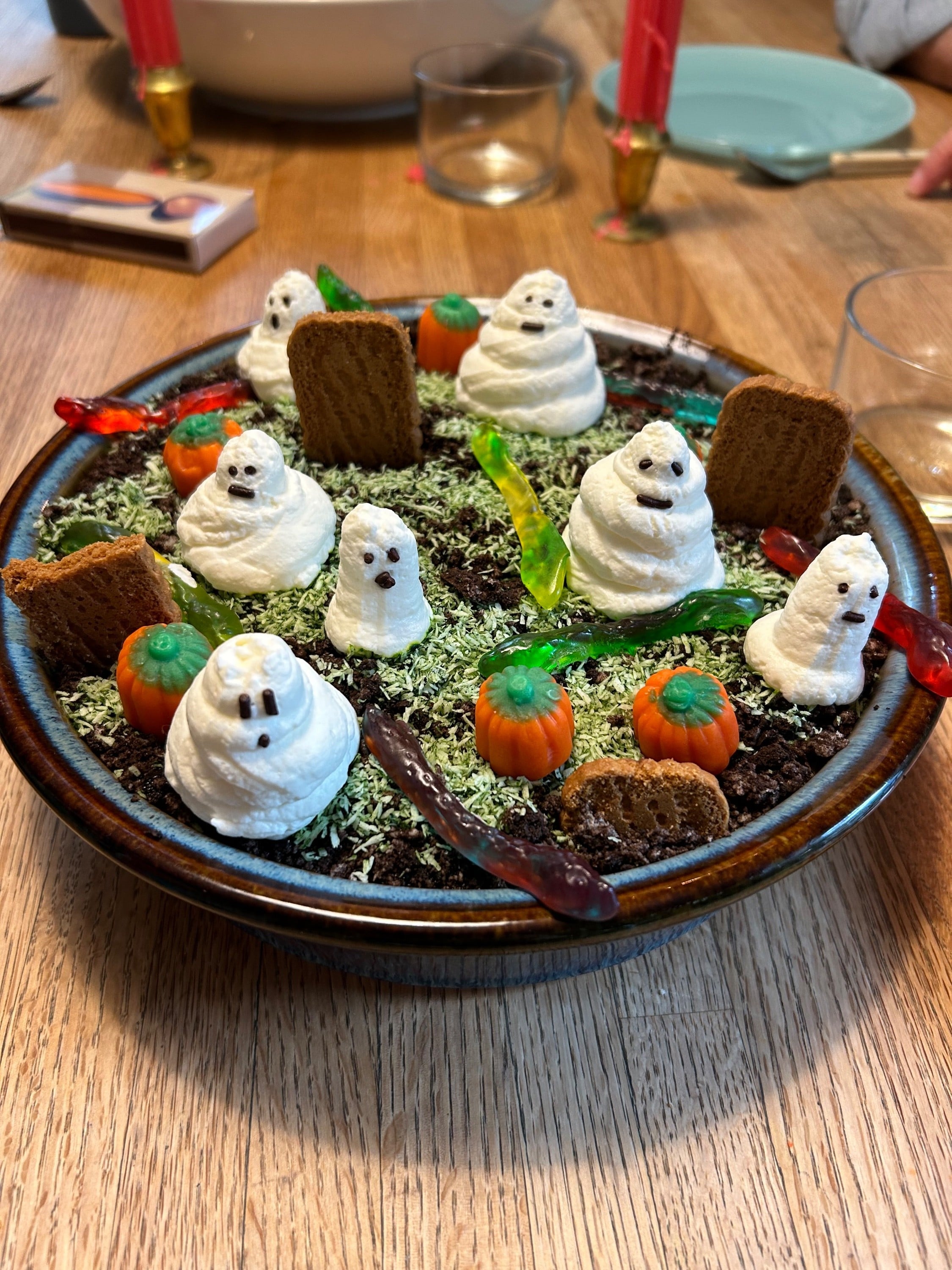 Ghosts in the graveyard pudding