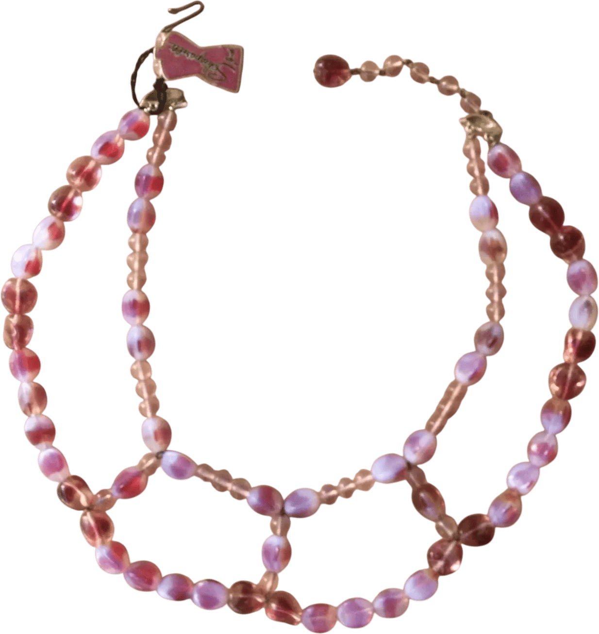 Vtg 1960s Schiaparelli pink glass necklace