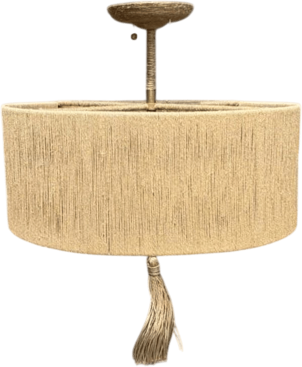 Jute Wrapped Drum Chandelier Boho Tassel Pendant Light