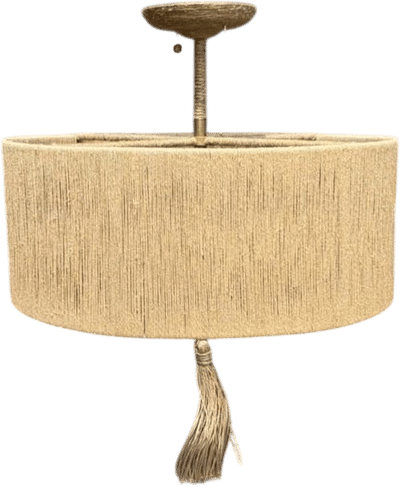 Jute Wrapped Drum Chandelier Boho Tassel Pendant Light