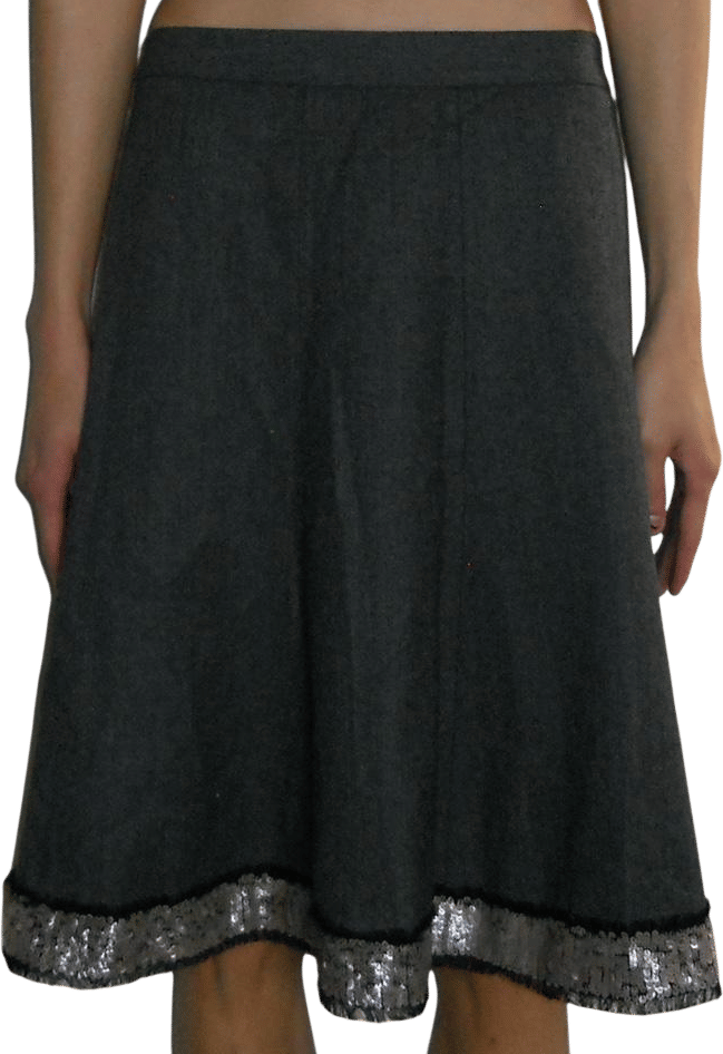 J.Crew Gray Flared Skirt with Sequin Trim