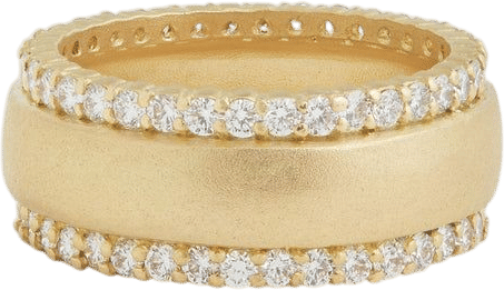 18K Yellow Gold Diamond Edged Band