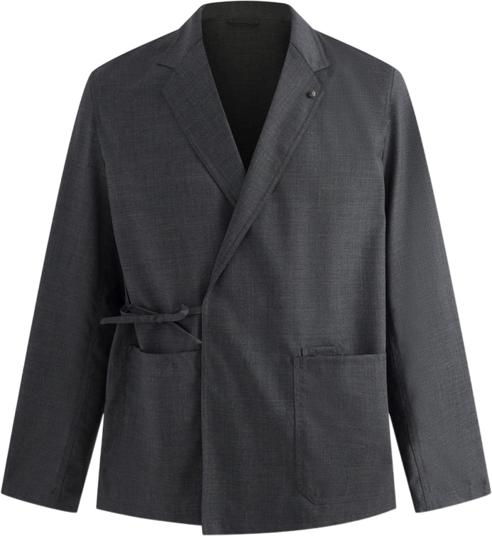 Zen-Inspired Diagonal-Front Belted Suit