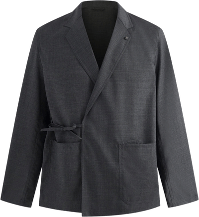 Zen-Inspired Diagonal-Front Belted Suit