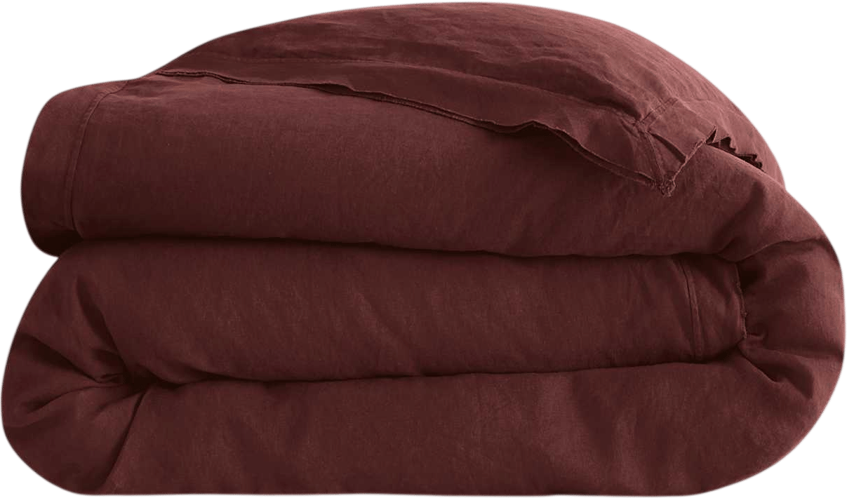Quince European Linen Duvet Cover in Burgundy
