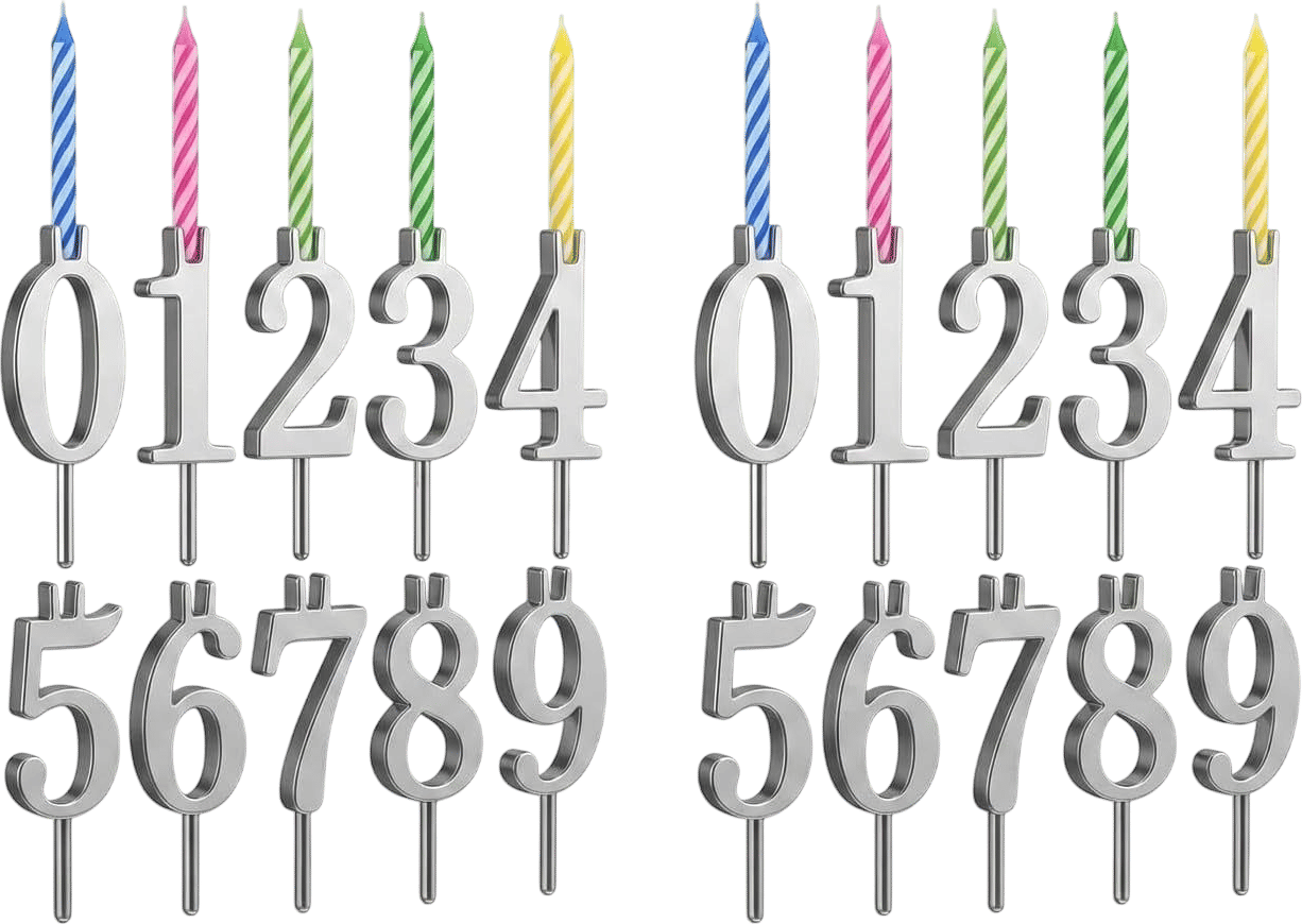 Reusable Number Birthday Candle Holder Set