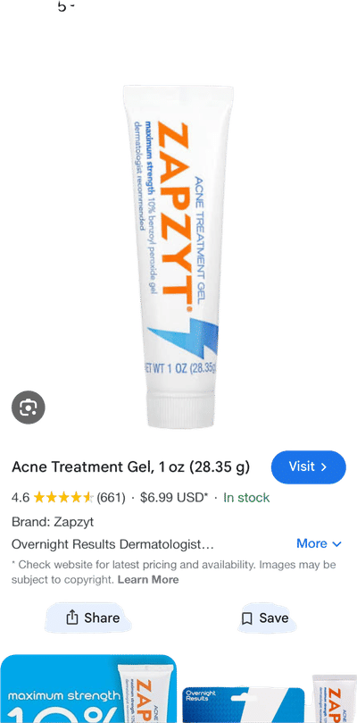 Acne Treatment Gel 10% Benzoyl Peroxide