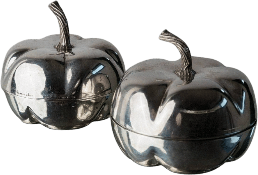 1970s Silver Christian Dior Pumpkin Lighter and Ashtray