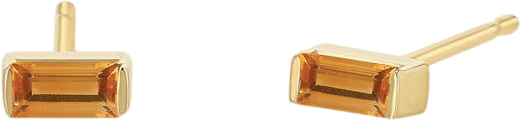 14k Citrine Baguette Stud Earrings