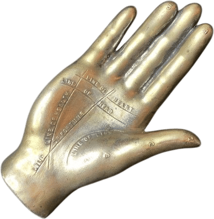 Rare Ted Arnold Ltd Palmistry Palm Reading Hand Statue Fortune Telling Metal VTG