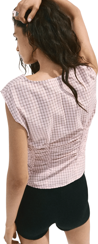 Checkered V-neck Blouse