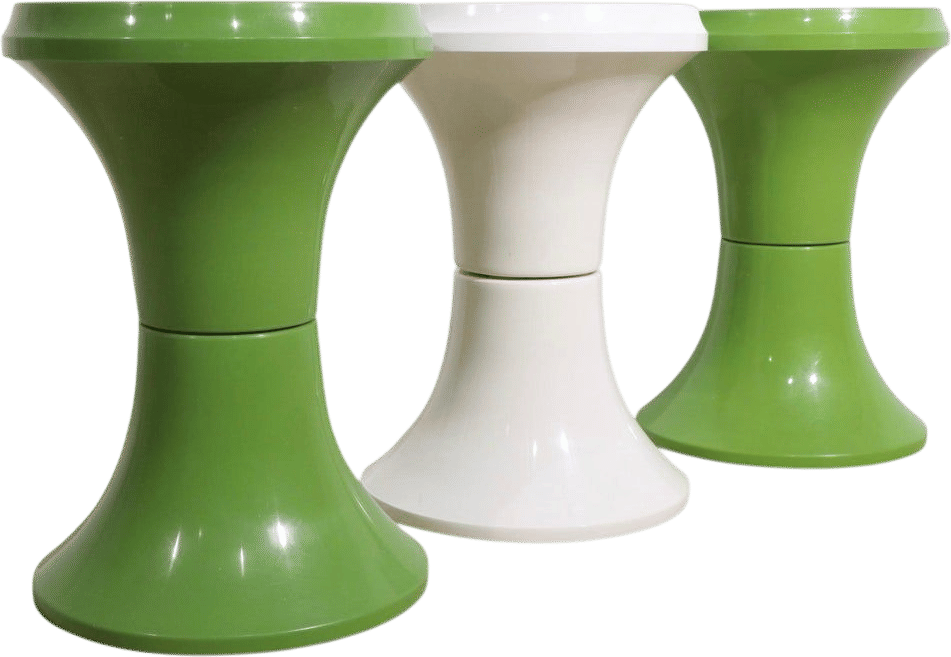 1970s Plastic Stool/Pedestal Table Set