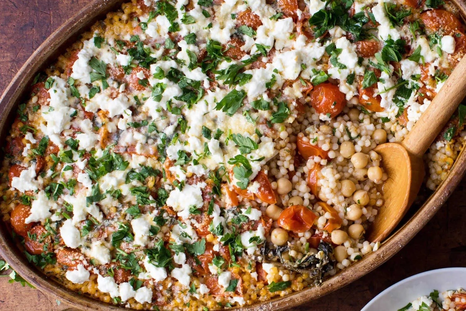 Pearl Couscous With Creamy Feta and Chickpeas