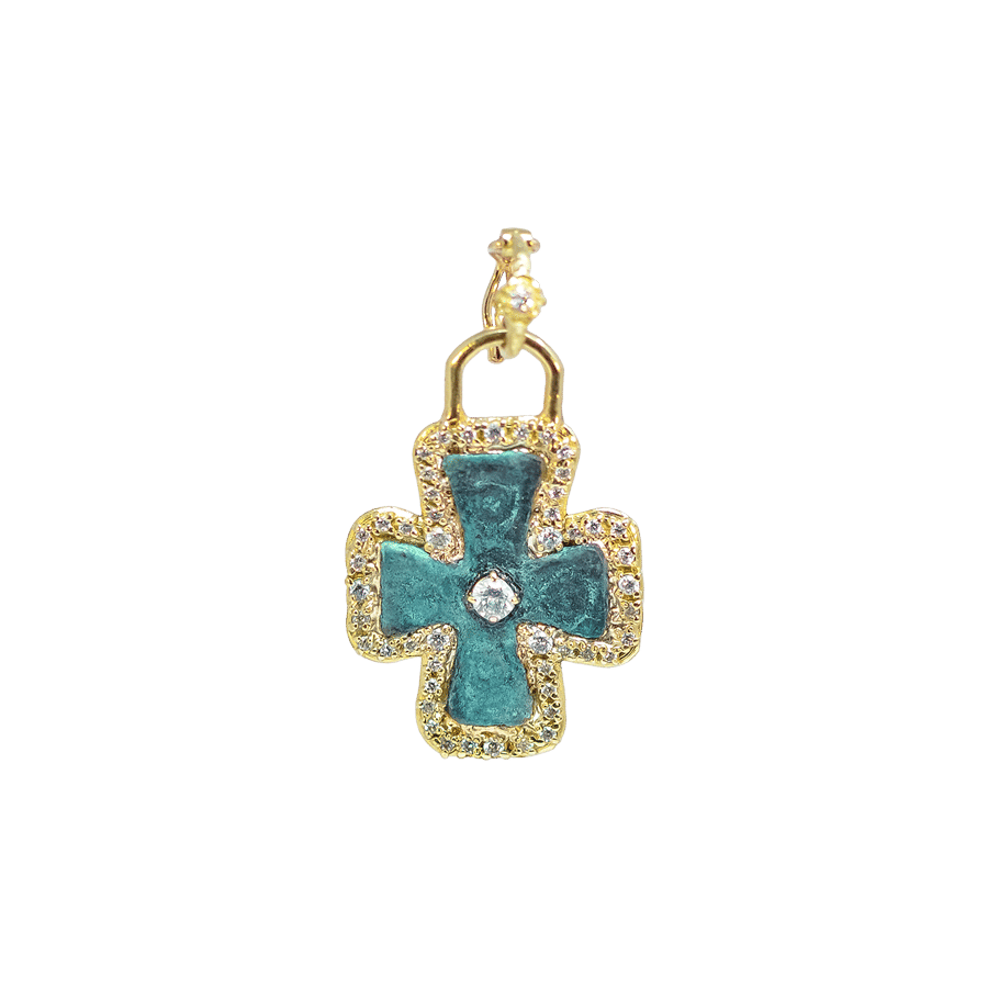 Armenta Collection Artifact Cross Enhancer with Diamonds