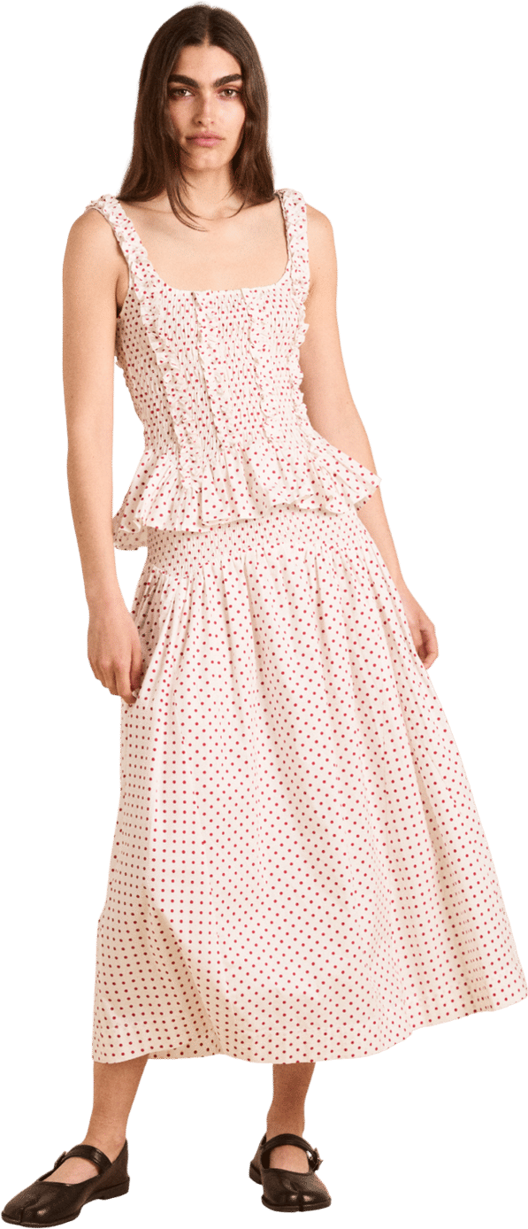 Layla Skirt - Off White and Red Spot