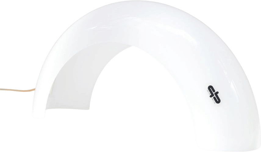 Italian Modernist Milk Glass Arched Table Lamp by Linea Gb Milano