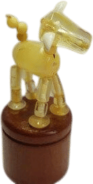 A small amber cow made of yellow transparent and white amber