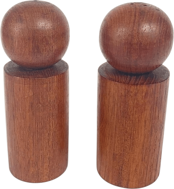 Vintage Danish Teak Wood Salt and Pepper Ball Shakers MCM Geometric Set - Etsy