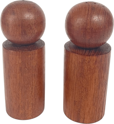 Vintage Danish Teak Wood Salt and Pepper Ball Shakers