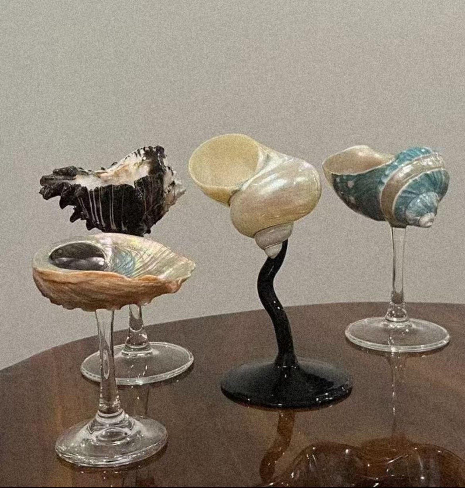 HoneyGiftCreations Handmade Shell Wine Glasses