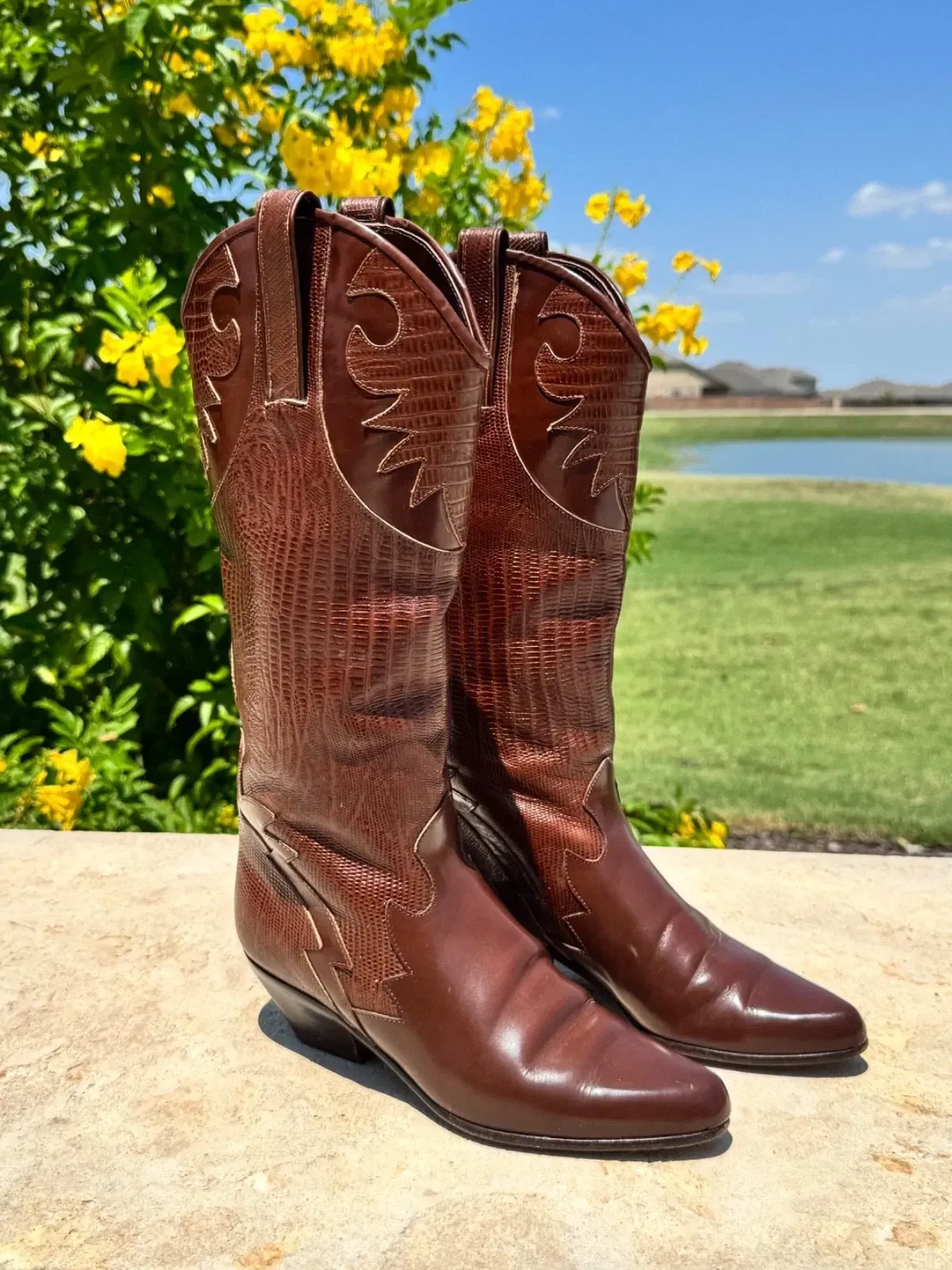 Vintage Charles David Women's Italian Leather Lizard Boots
