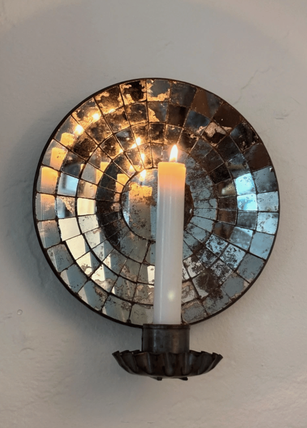 mosaic mirrored candle sconce