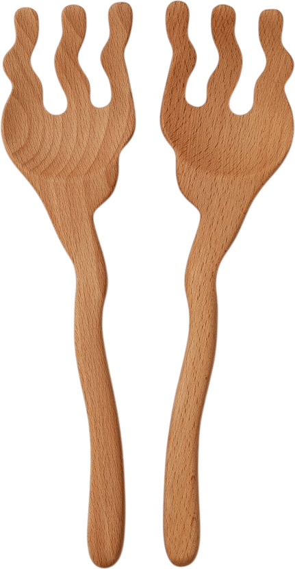 Wavy Serving Friends Wooden Spoons