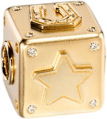 Brushed Yellow Gold Dice Diamond Bangers Charm