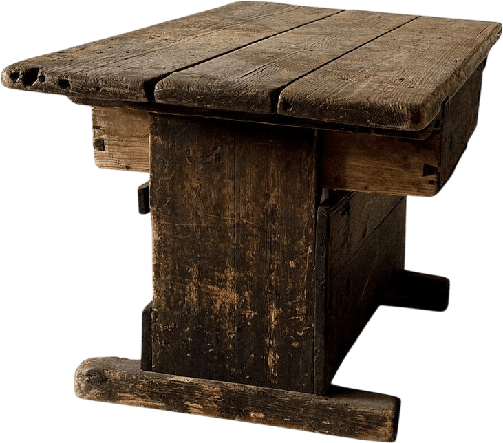 Primitive Pine Console Table with Drawer, c. 1800s