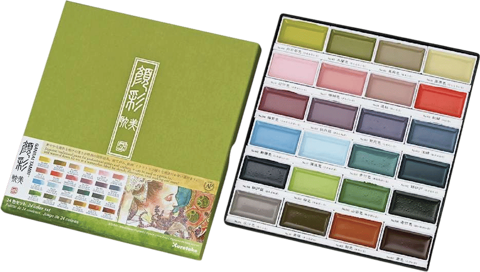 Kuretake Gansai Tambi Watercolor Pans - Set of 24, Art Nouveau