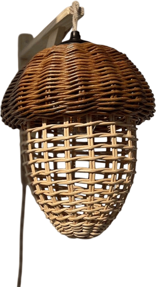 Handmade Wicker Acorn Wall Lamp