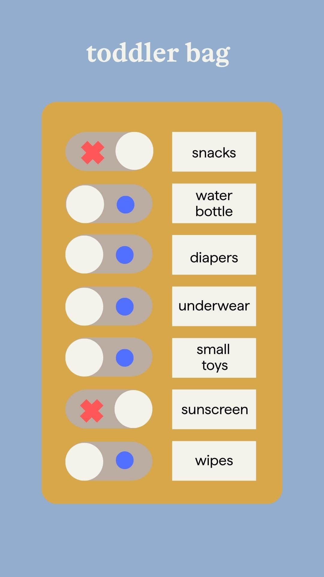 Toddler Bag Keychain List