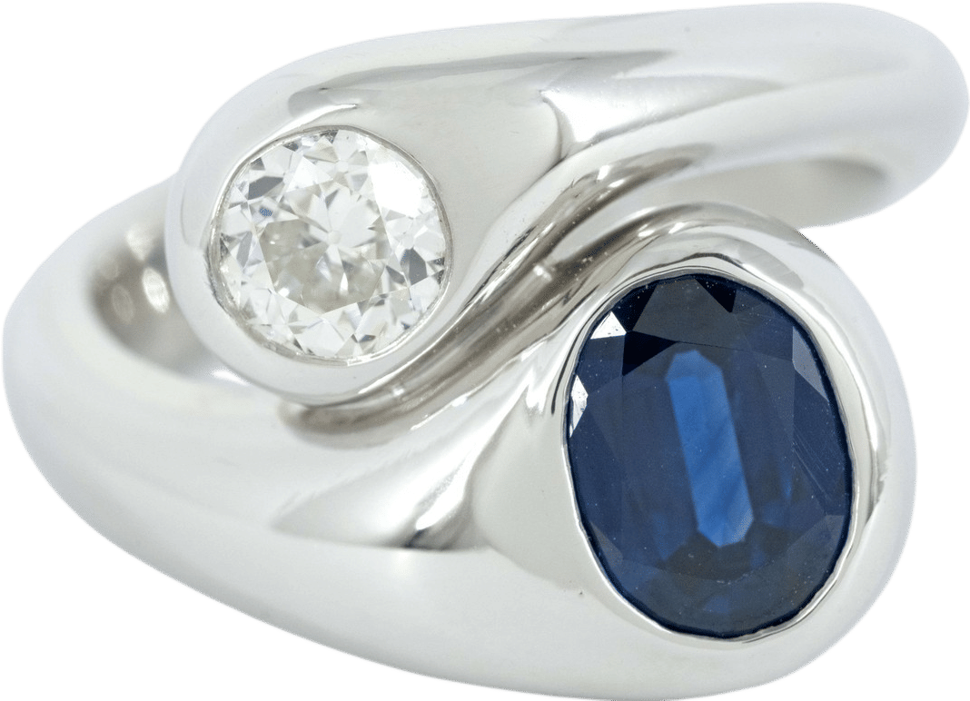 Sapphire and Diamond Ring in Platinum