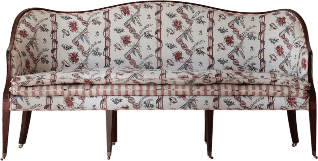 18th C. Federal Serpentine Sofa Upholstered in Pierre Frey & Gusto Fabric