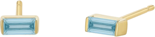 14k Aquamarine Baguette Stud Earrings