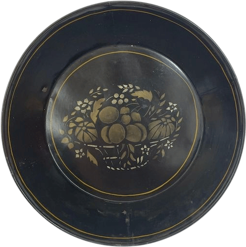 Vintage Toleware Large Round Tin Bowl Black Gold Fruit Basket Hand Painted LARGE - Etsy