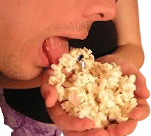 Pick up popcorn with your tongue