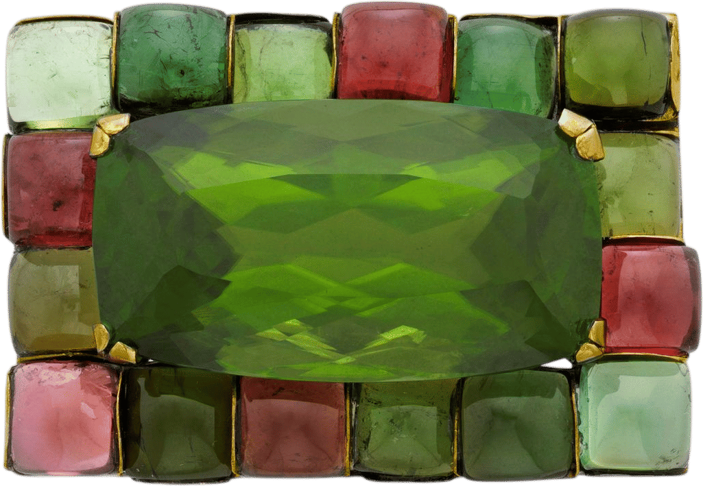 Peridot and Tourmaline Brooch