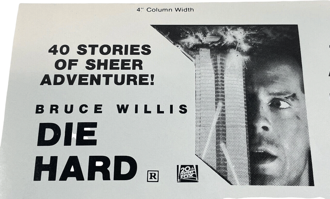 Die Hard Movie Mini Ad Sheet