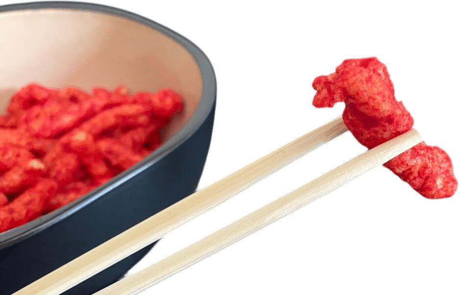 Eating Cheetos with chopsticks