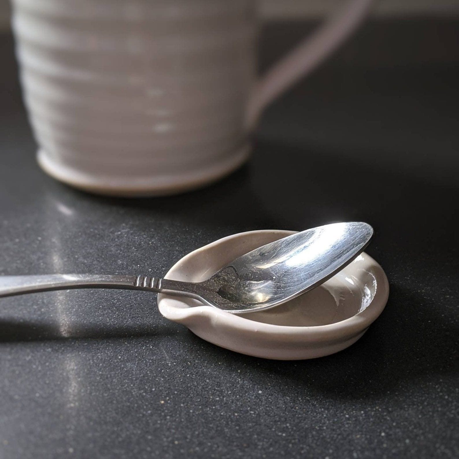 Marie Kennedy Pottery Small White Ceramic Spoon Rest