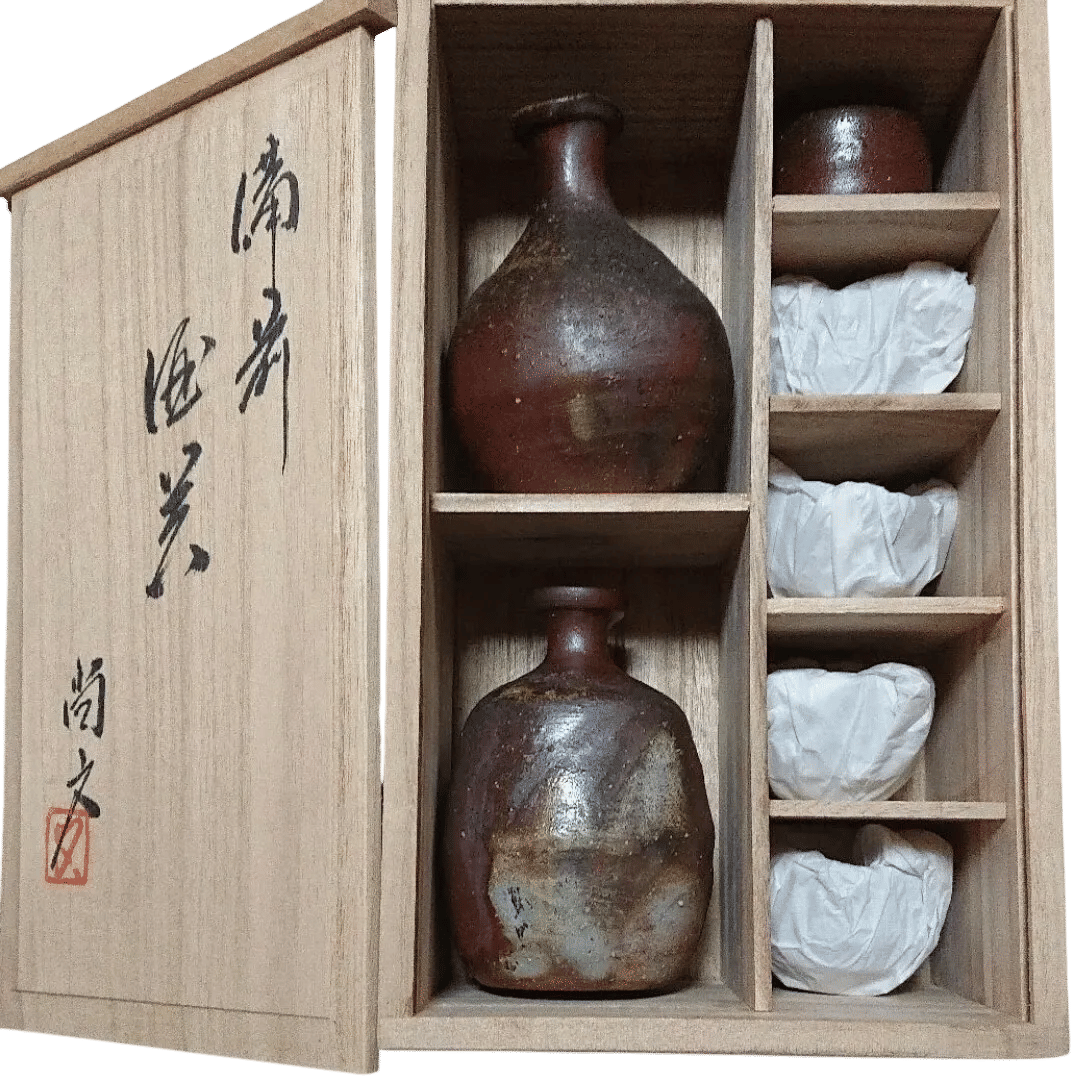Ceramic Sake Bottle and Cups