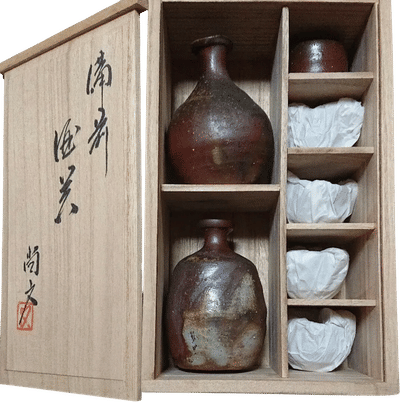 Ceramic Sake Bottle and Cups